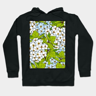 White Flower Blossoms Pattern Hoodie